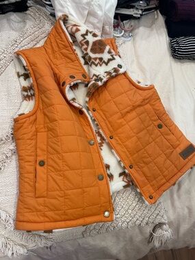 Pendleton Orange Quilted Vest with Sherpa Aztec Lining